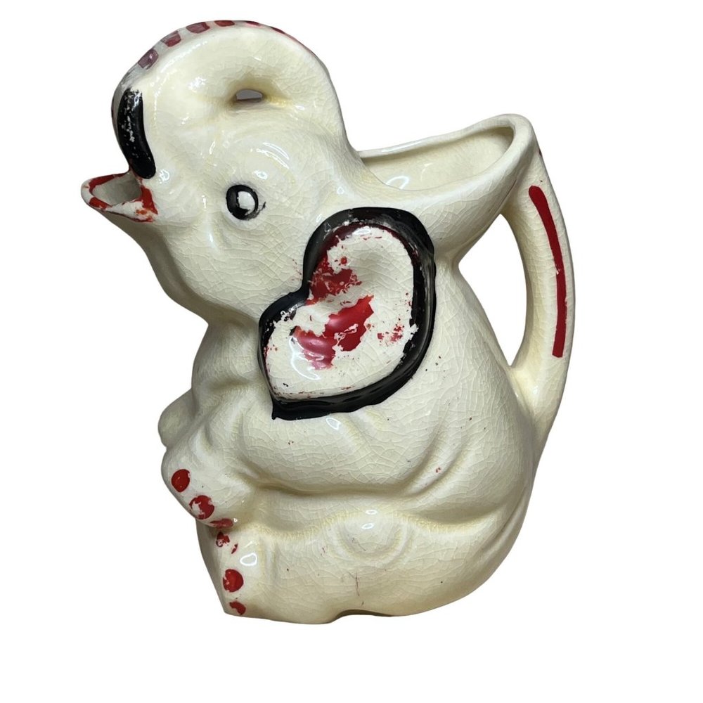 Vintage Ceramic Elephant Creamer/Pitcher White Japan 1940's